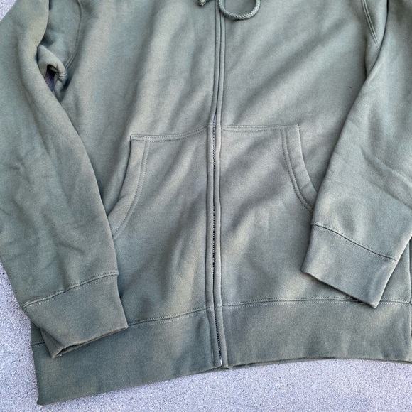 Zipper Hoodie Army Green Sweatshirt - Picture 9 of 14